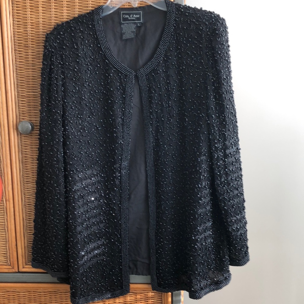 Vintage Cote d Azur Beaded Silk Evening Jacket